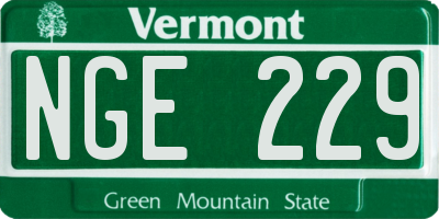 VT license plate NGE229