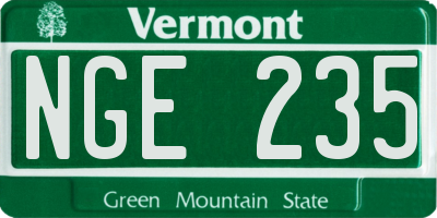 VT license plate NGE235