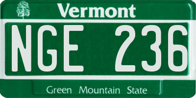VT license plate NGE236