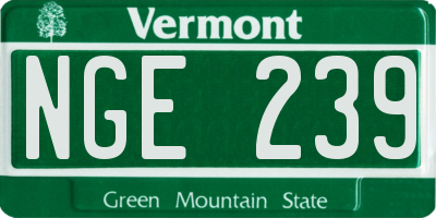 VT license plate NGE239