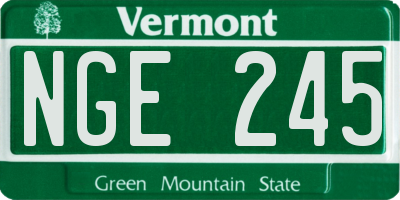 VT license plate NGE245