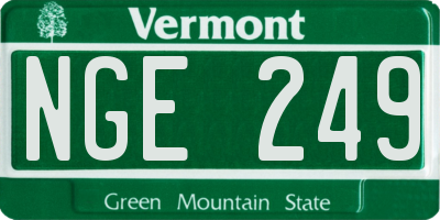 VT license plate NGE249