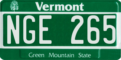 VT license plate NGE265
