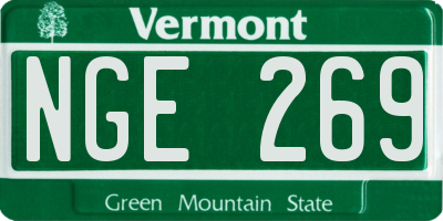 VT license plate NGE269
