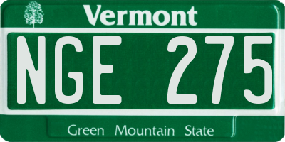VT license plate NGE275