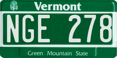 VT license plate NGE278