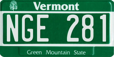 VT license plate NGE281