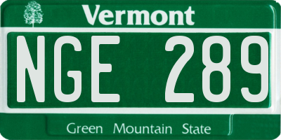 VT license plate NGE289