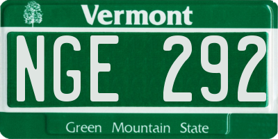 VT license plate NGE292