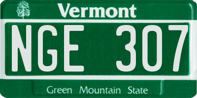 VT license plate NGE307
