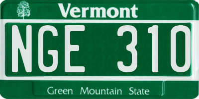 VT license plate NGE310