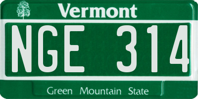 VT license plate NGE314