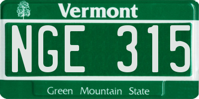 VT license plate NGE315