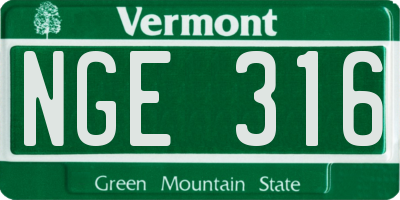 VT license plate NGE316