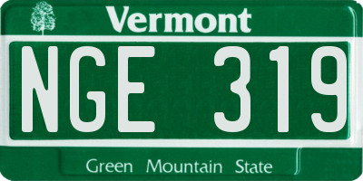 VT license plate NGE319