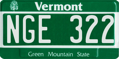 VT license plate NGE322