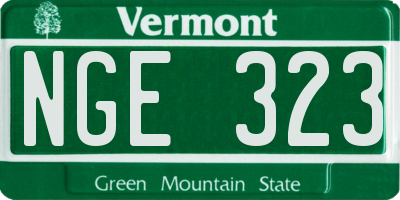 VT license plate NGE323