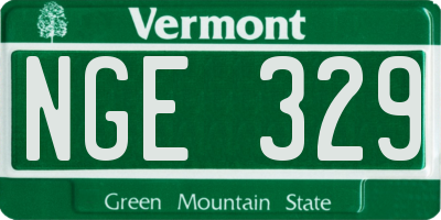 VT license plate NGE329