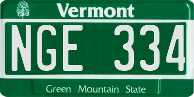 VT license plate NGE334