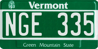 VT license plate NGE335