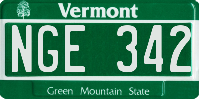 VT license plate NGE342