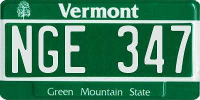 VT license plate NGE347