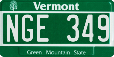VT license plate NGE349