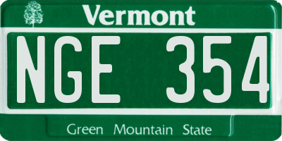 VT license plate NGE354
