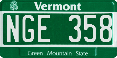 VT license plate NGE358