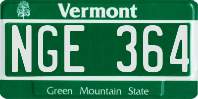 VT license plate NGE364