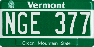 VT license plate NGE377