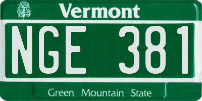 VT license plate NGE381