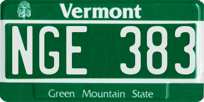 VT license plate NGE383