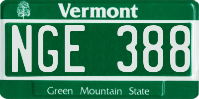 VT license plate NGE388