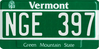 VT license plate NGE397