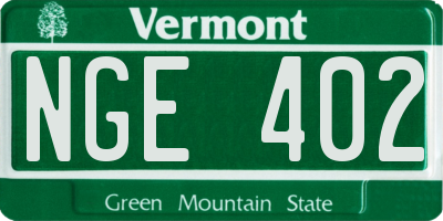 VT license plate NGE402