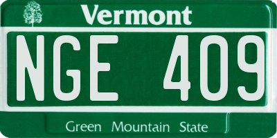 VT license plate NGE409
