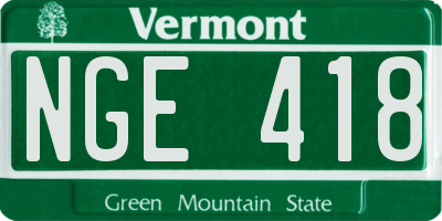 VT license plate NGE418