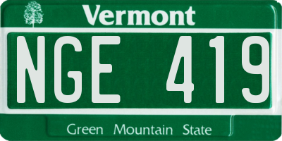 VT license plate NGE419