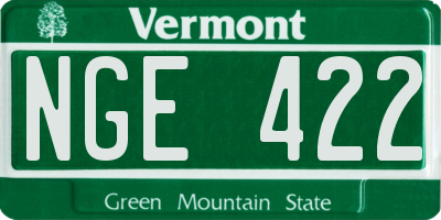 VT license plate NGE422