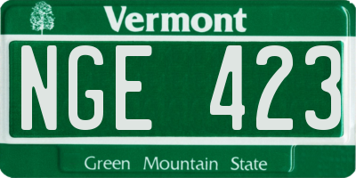 VT license plate NGE423
