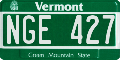 VT license plate NGE427