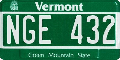 VT license plate NGE432