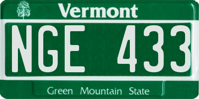 VT license plate NGE433
