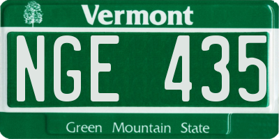 VT license plate NGE435