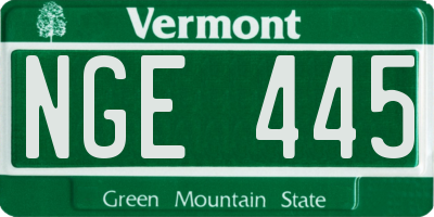 VT license plate NGE445