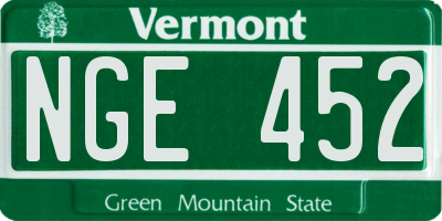 VT license plate NGE452