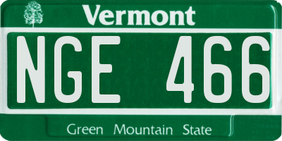 VT license plate NGE466