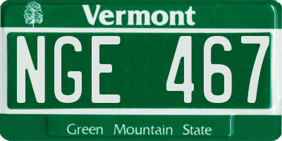 VT license plate NGE467