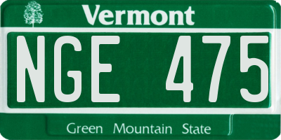 VT license plate NGE475